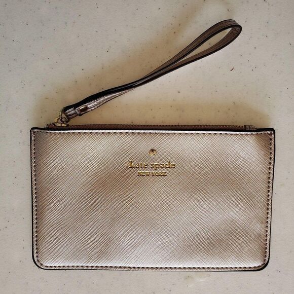 Kate Spade New York L-Zip Wristlet Rose Gold Medium NEW - Picture 2 of 4